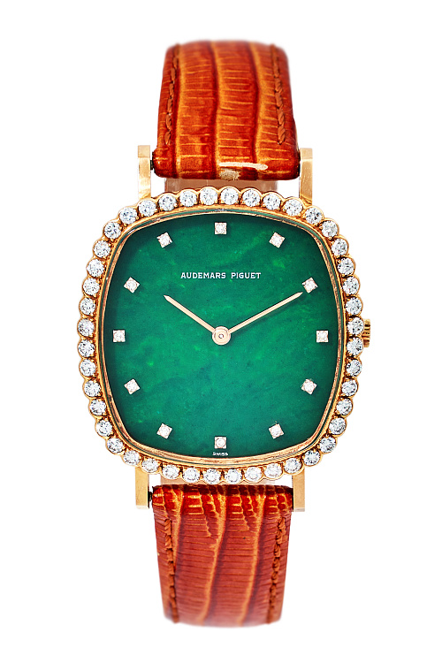 Vintage Ladies Diamonds Jade Dial Quartz