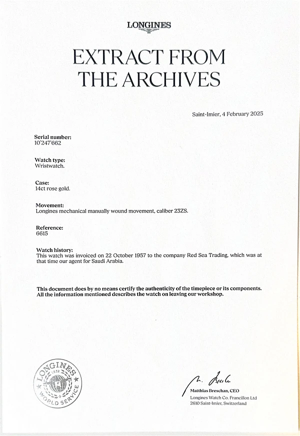 Kingdom of Saudi Arabia Emblem Dial Ref. 6615 in 14k Rose Gold