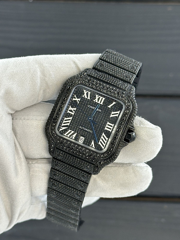 Santos de Cartier Custom Black Diamond-set