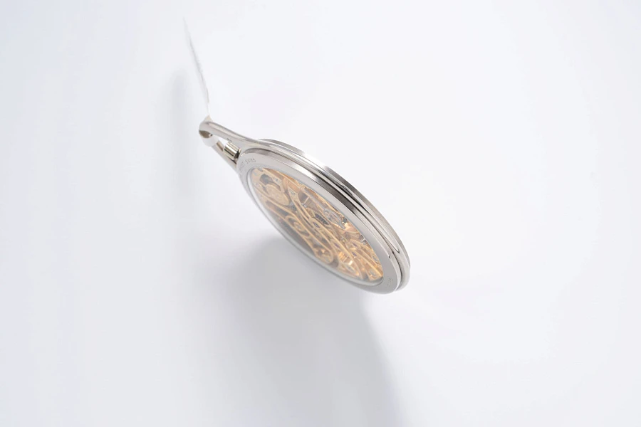 Skeletonized Pocket Watch in 18k White Gold