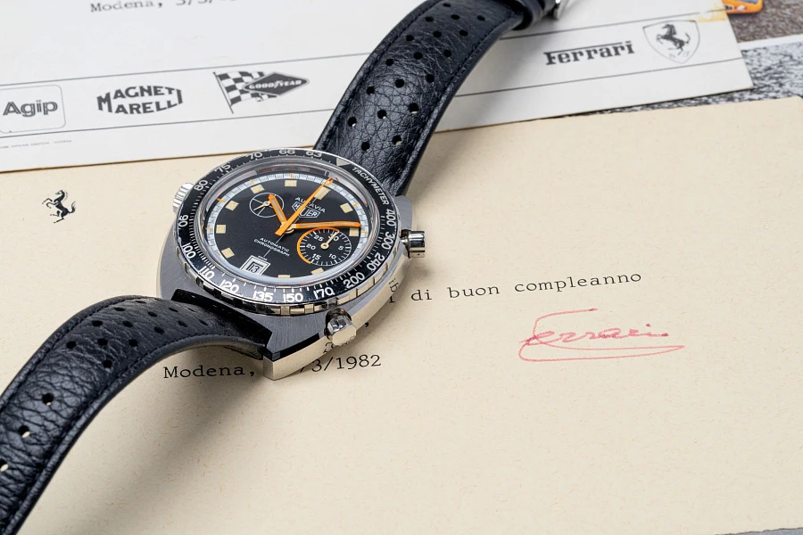 Exceedingly Rare Autavia Exotic Ref. 1163 in Stainless Steel with Ferrari Collector's Set