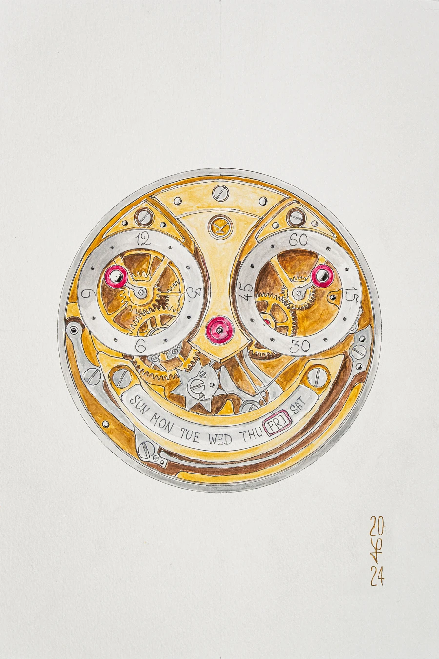 Sketch of the “Sandmann” dial, 24 × 32 cm