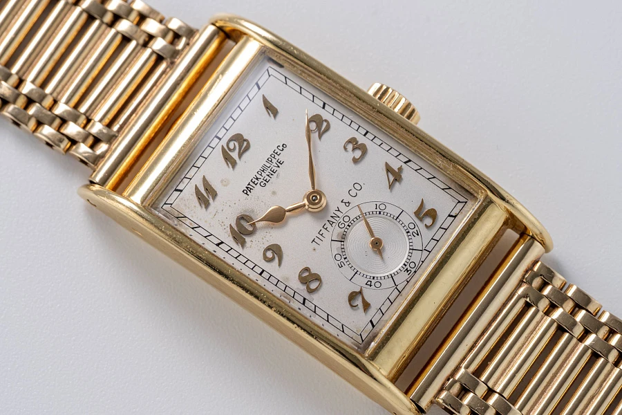 Ref. 1560 Tiffany Double-Signed in 18k Yellow Gold on 14k Yellow Gold Bracelet