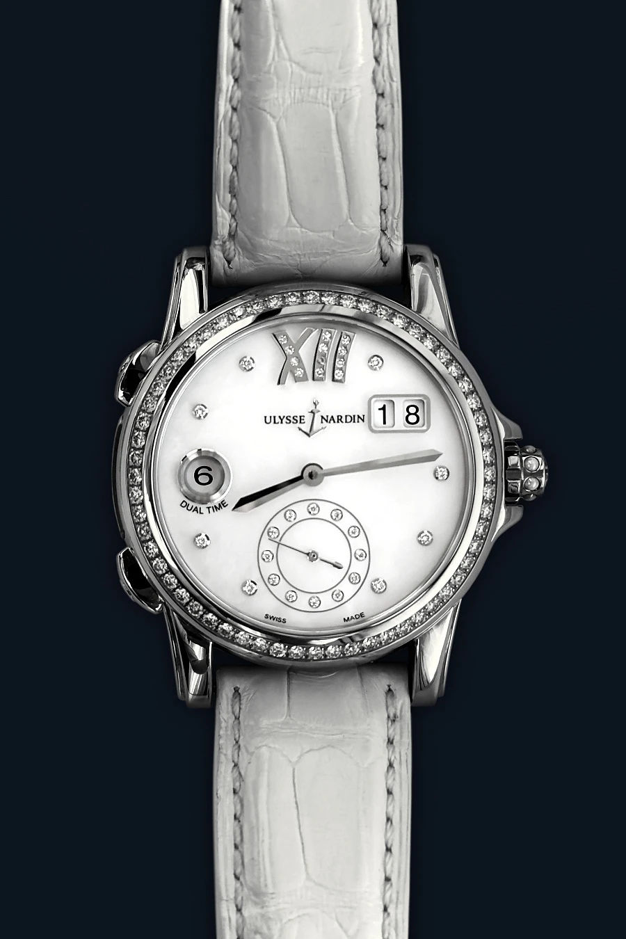 Dual Time Manufacture Ladies in Stainless steel with Diamonds