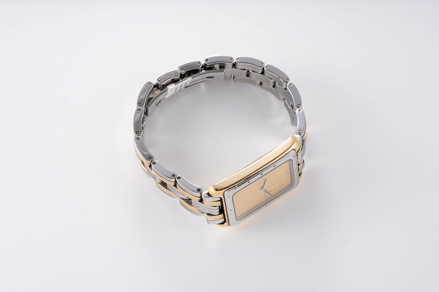 10g Gold Dial Tank in Stainless Steel and 18k Yellow Gold