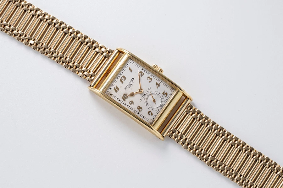 Ref. 1560 Tiffany Double-Signed in 18k Yellow Gold on 14k Yellow Gold Bracelet