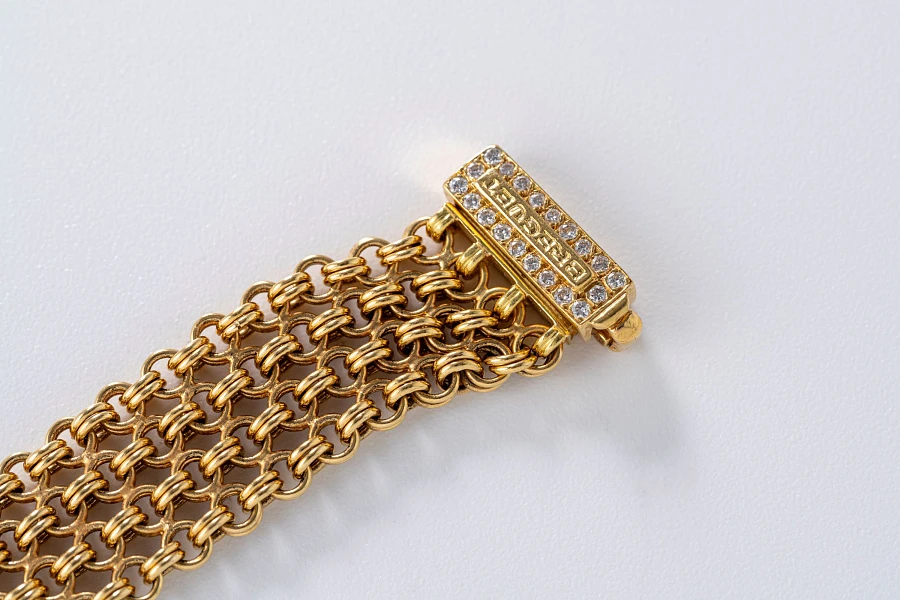 Jewelry Set with Watch, Earrings, and Necklace in 18k Yellow Gold with Diamonds and Rubies