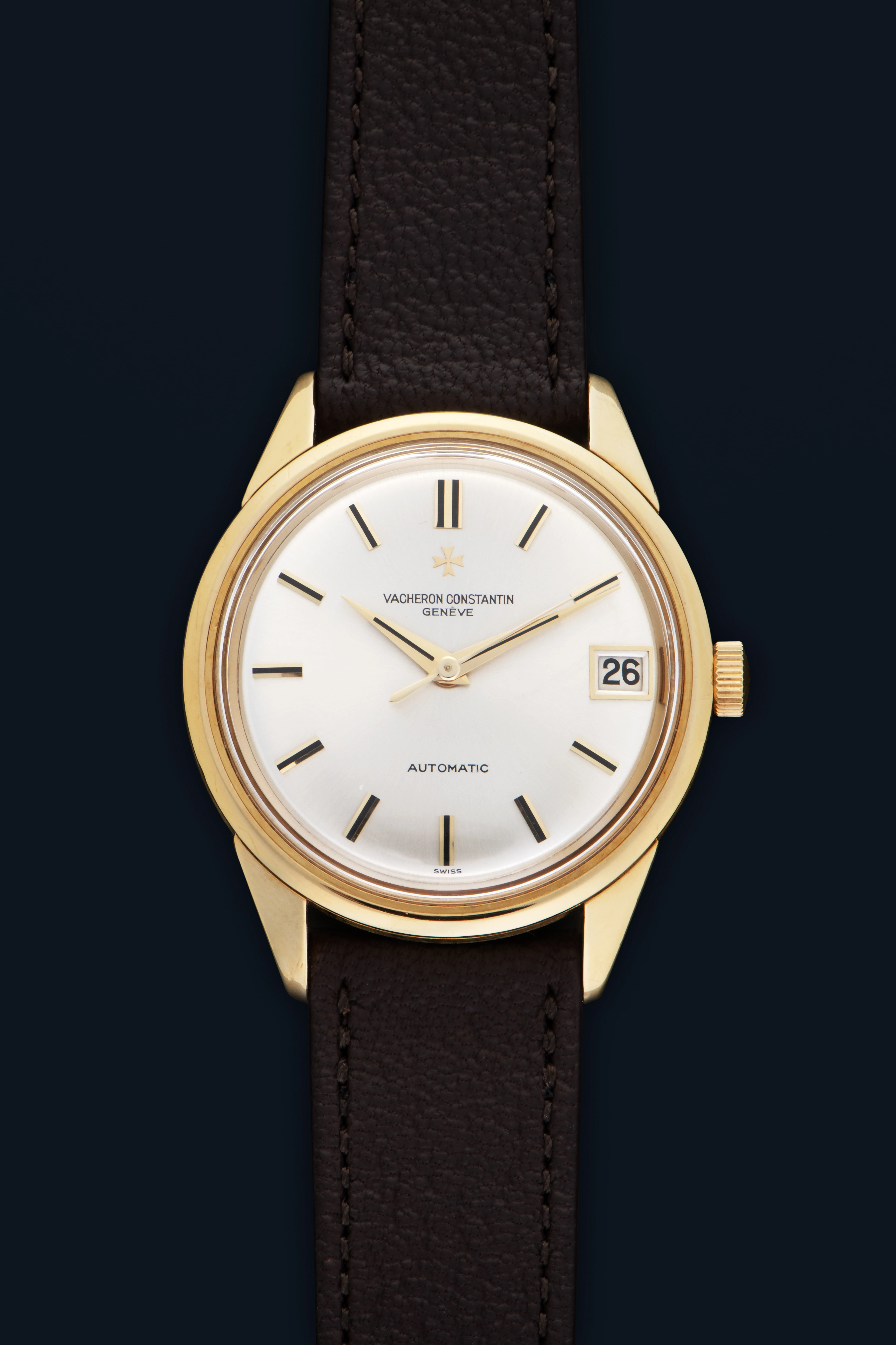 Silver Sunburst Dial Dress Watch Ref. 6732 in 18k Yellow Gold