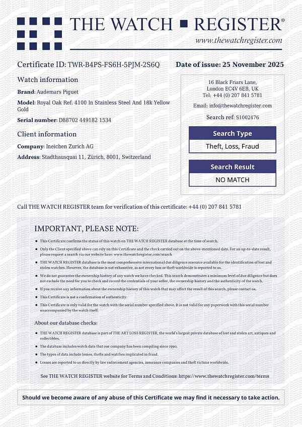 Royal Oak Ref. 4100 in Stainless Steel and 18k Yellow Gold