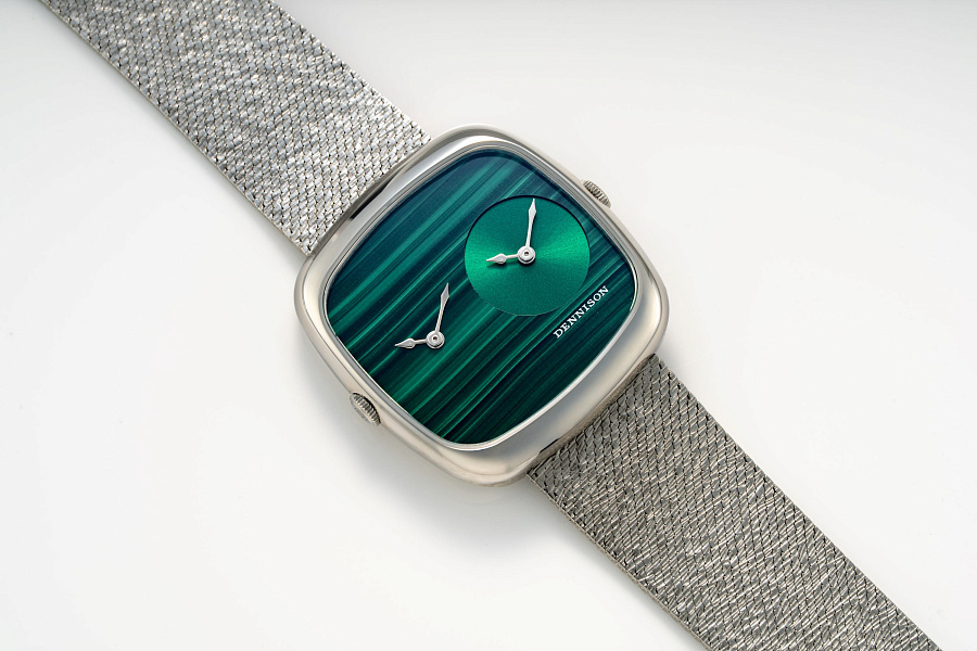Dual Time Malachite in Stainless Steel