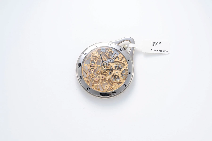 Skeletonized Pocket Watch in 18k White Gold