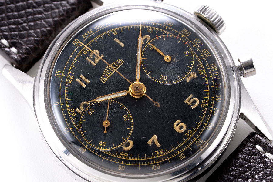 Vintage Chronograph with Gilt Dial in Stainless Steel