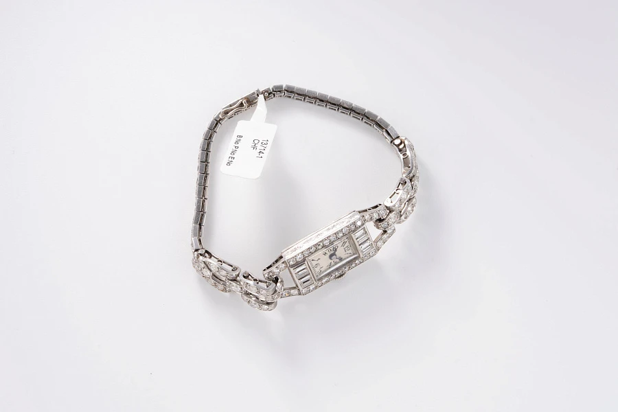 French Cocktail Watch in Platinum and Gold with Diamonds