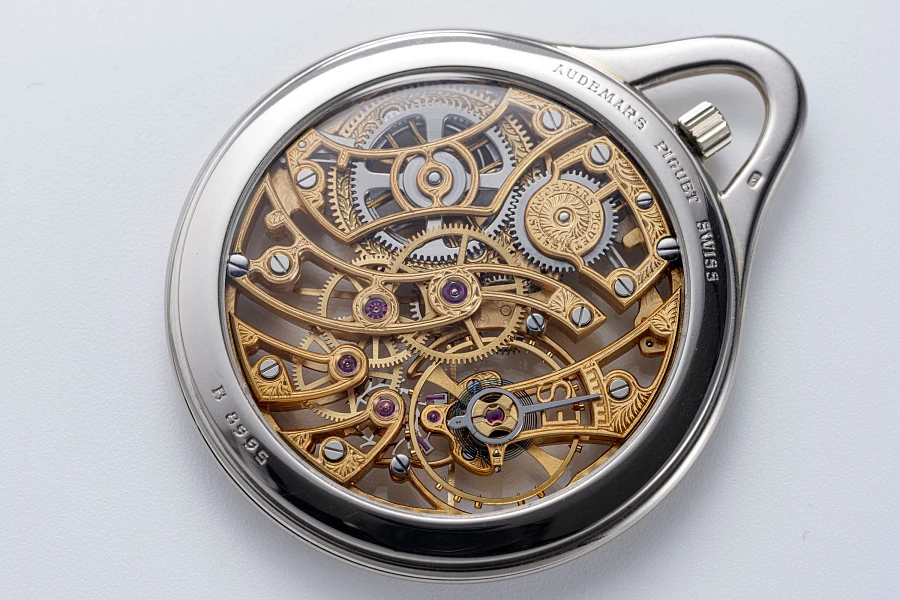 Skeletonized Pocket Watch in 18k White Gold