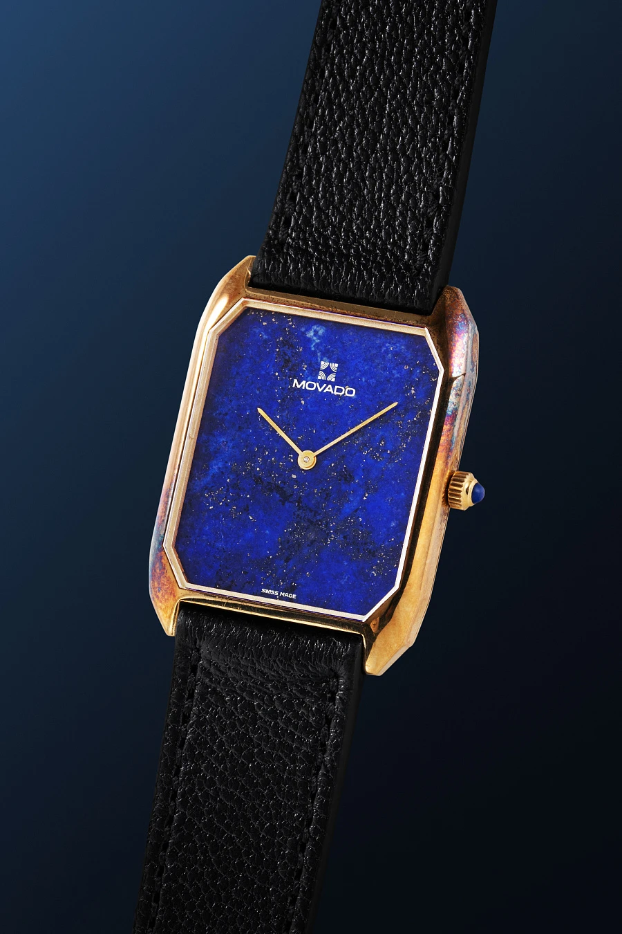 Angular Tank with Lapis Lazuli Dial in 14k Yellow Gold