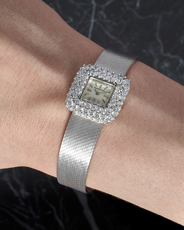 Cocktail Watch Vintage White Gold 20mm Diamond-set