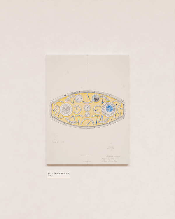 Sketch of the Magnum Opus Mars Traveller Watch (Reverse Side), 24 × 32 cm