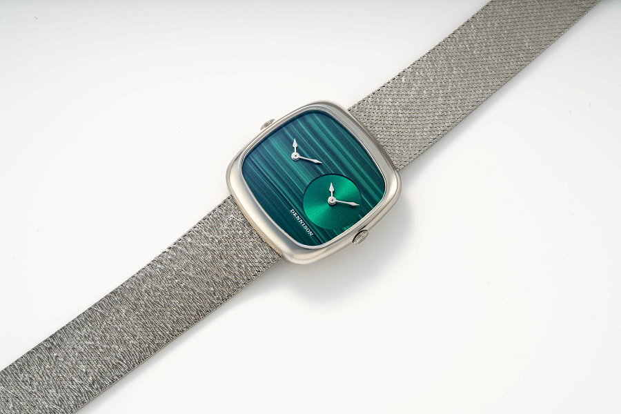 Dual Time Malachite in Stainless Steel