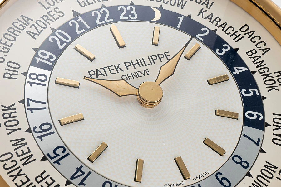 Worldtimer Wall Clock in Gilt Brass