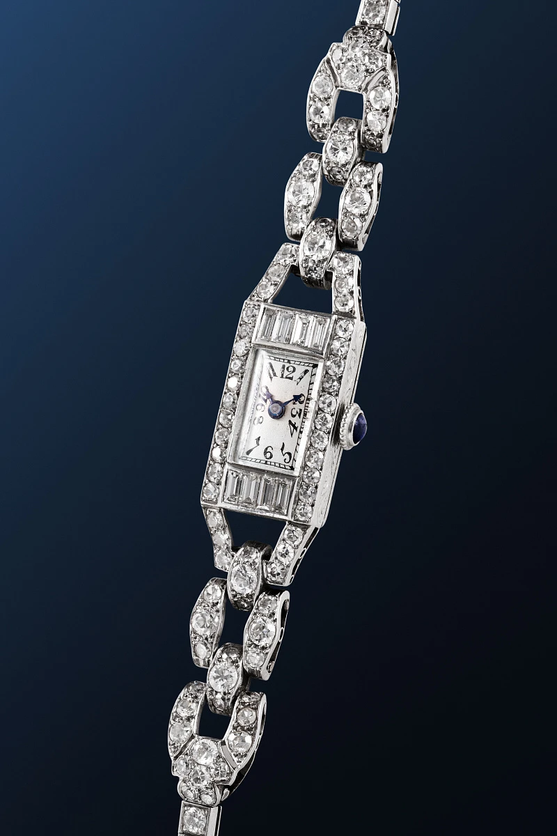 French Cocktail Watch in Platinum and Gold with Diamonds
