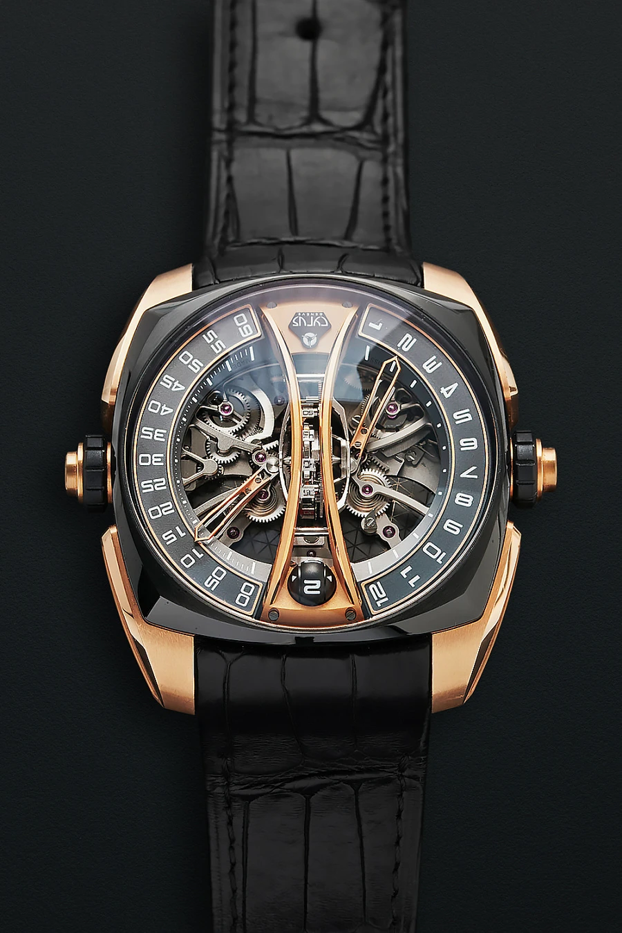 Klepcys Vertical Skeleton Tourbillon,18k Rose Gold / Titanium