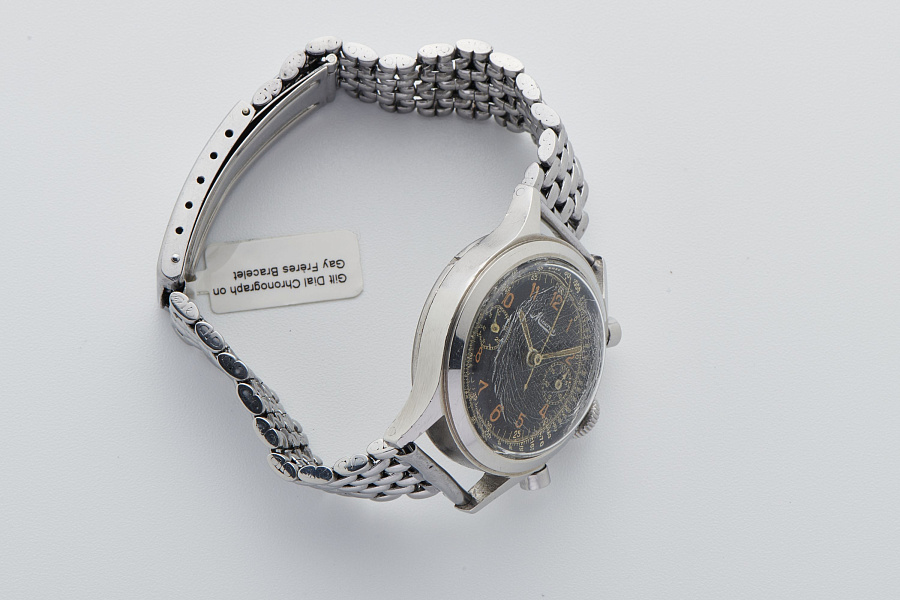 Gilt Dial Chronograph on Gay Frères Bracelet