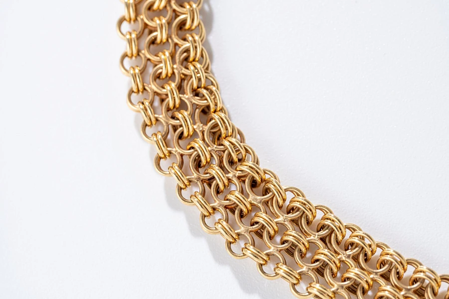 Jewelry Set with Watch, Earrings, and Necklace in 18k Yellow Gold with Diamonds and Rubies