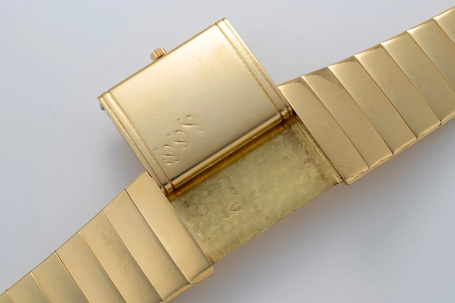 Reverso Quartz in 18k Yellow Gold on Rare Bracelet