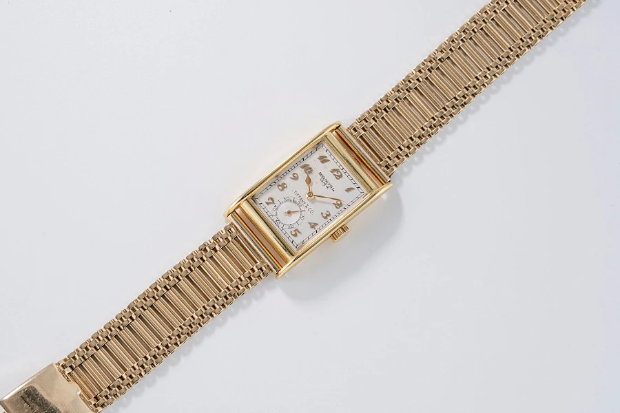 Ref. 1560 Tiffany Double-Signed in 18k Yellow Gold on 14k Yellow Gold Bracelet