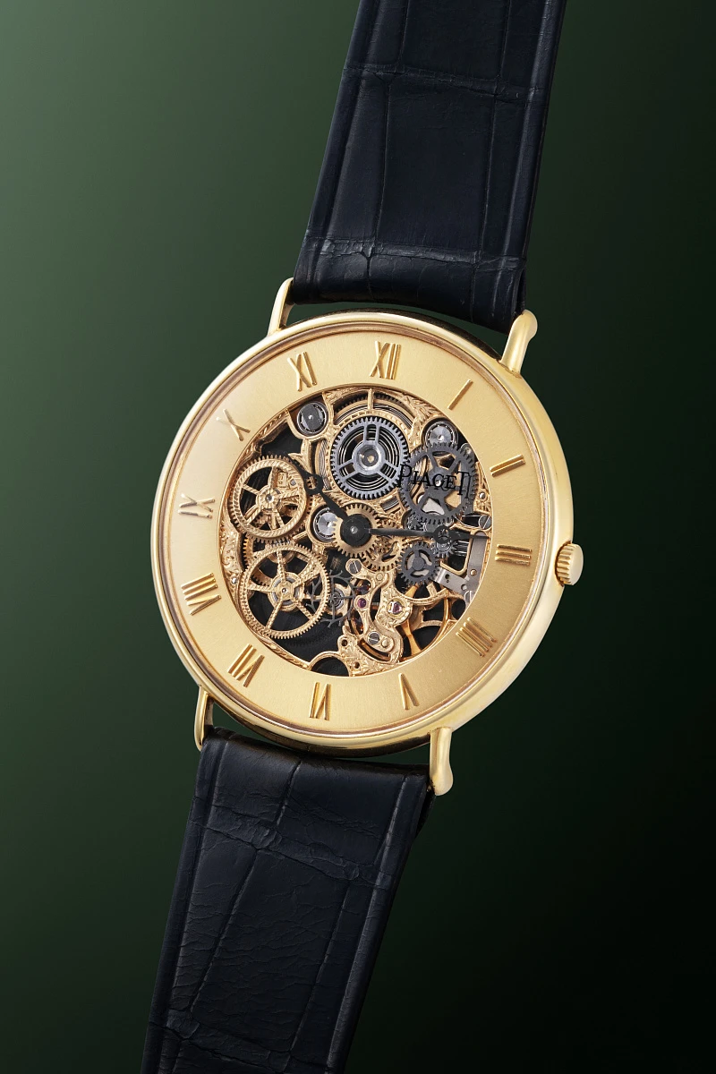 Ultra Thin Skeleton Dress Watch in 18k Yellow Gold