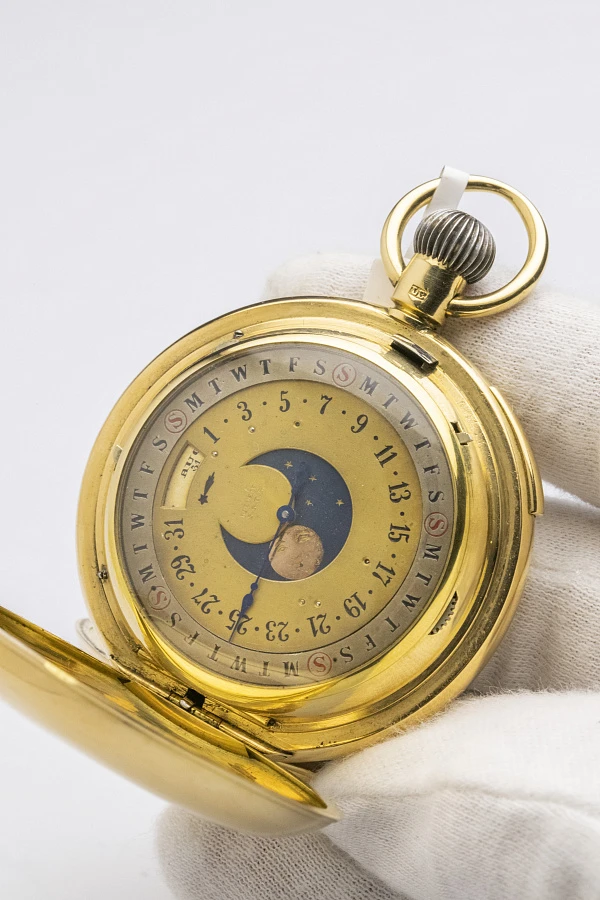 Savonette pocket watch with 1/4-repeater and full calendar