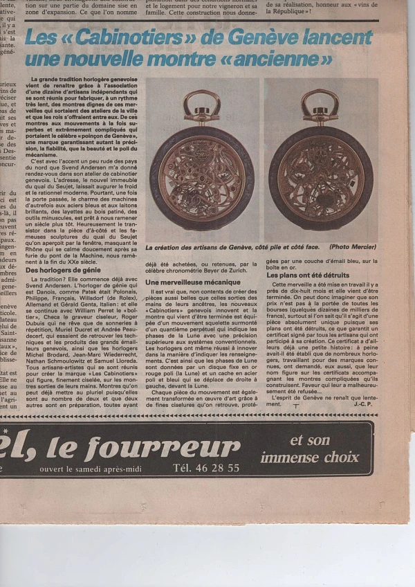 Historically Important Piece Unique Creations Les Cabinotiers de Genève Calendar