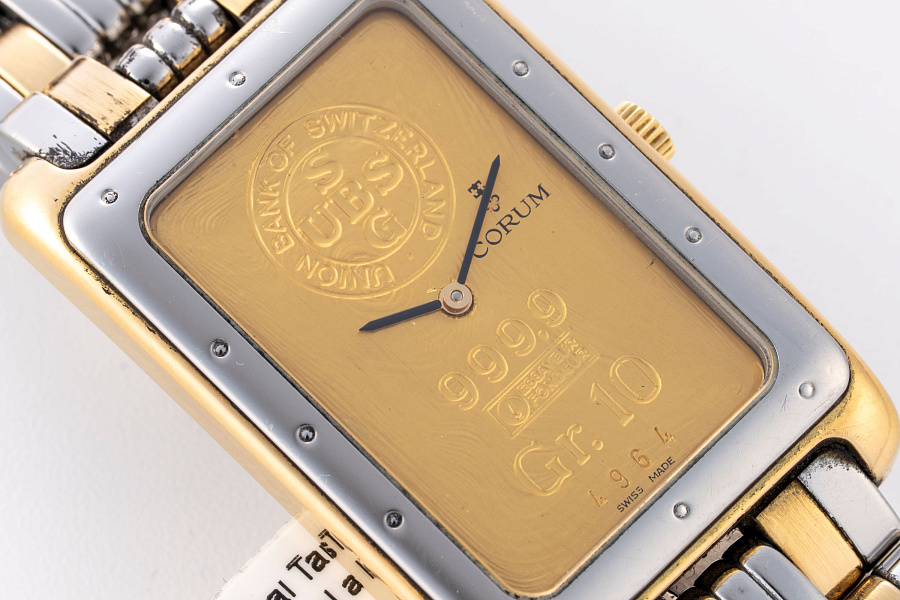 10g Gold Dial Tank in Stainless Steel and 18k Yellow Gold