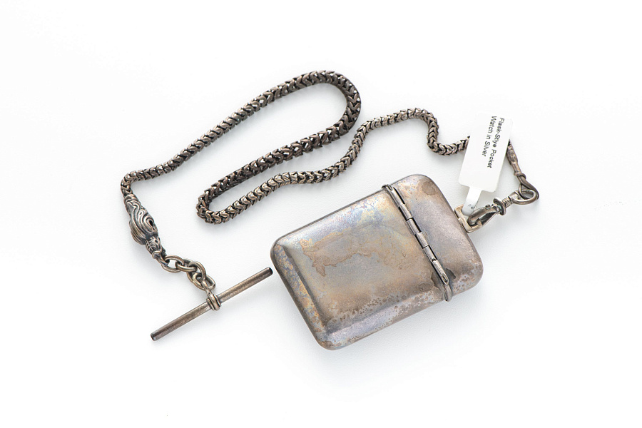 Sport Flask-Style Pocket Watch in Silver