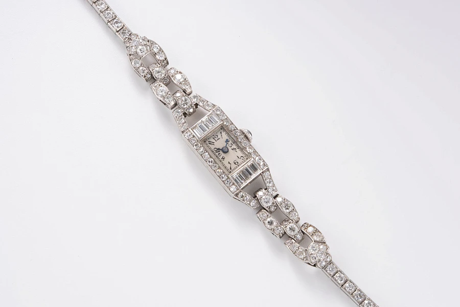 French Cocktail Watch in Platinum and Gold with Diamonds