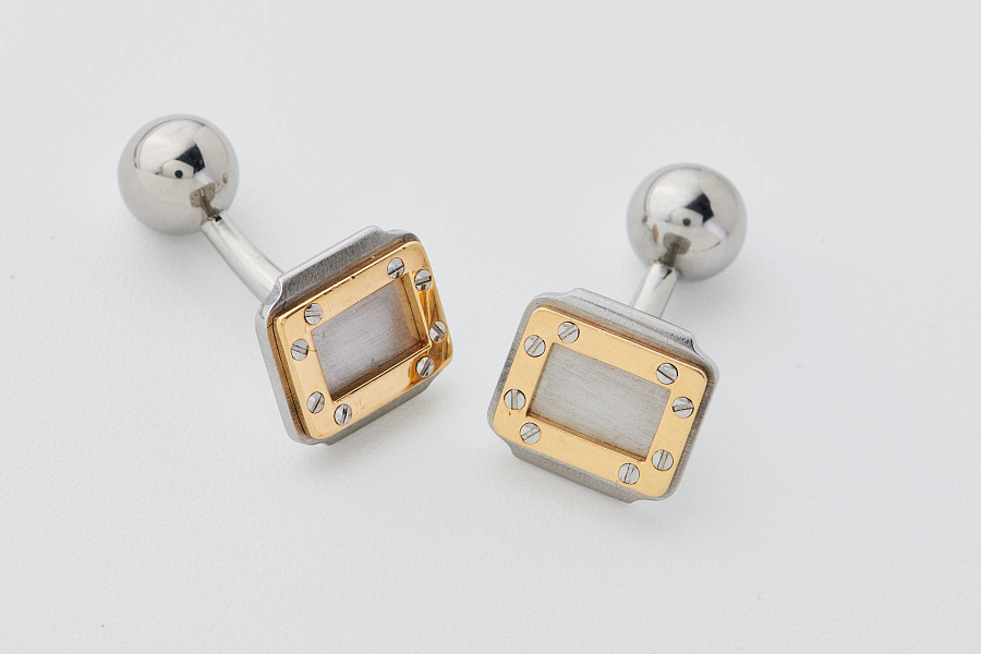 Santos Cufflinks in Steel and 18k Yellow Gold