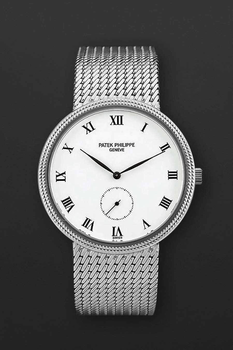 Calatrava ‘Clous de Paris’ 3919 White Gold Milanese Bracelet