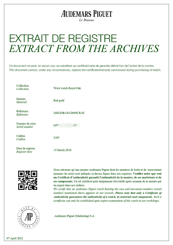 Royal Oak Chronograph Ref. 26022OR  in 18k Rose Gold