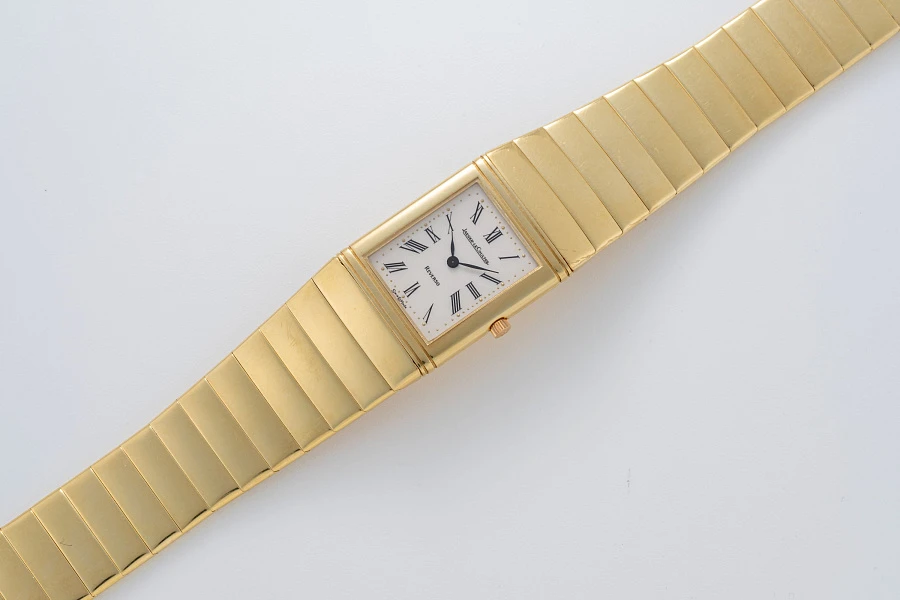 Reverso Quartz in 18k Yellow Gold on Rare Bracelet