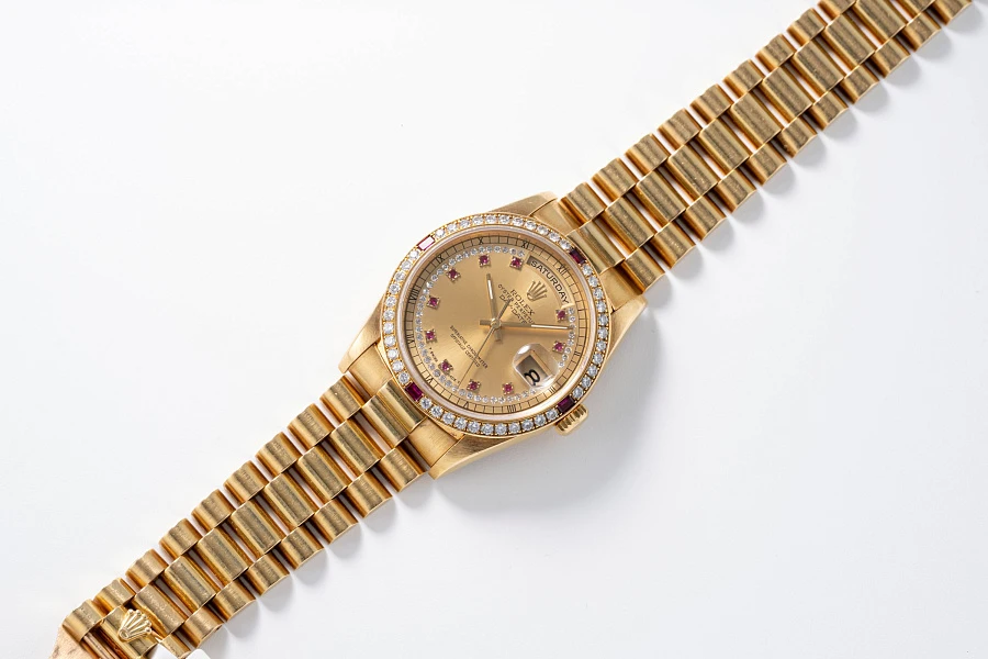 Diamonds and Rubies String Dial Day-Date Ref. 18378 in 18k Yellow Gold