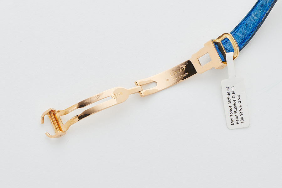 Mini Tortue with Mother of Pearl 'Sunrise Dial' in 18k Yellow Gold