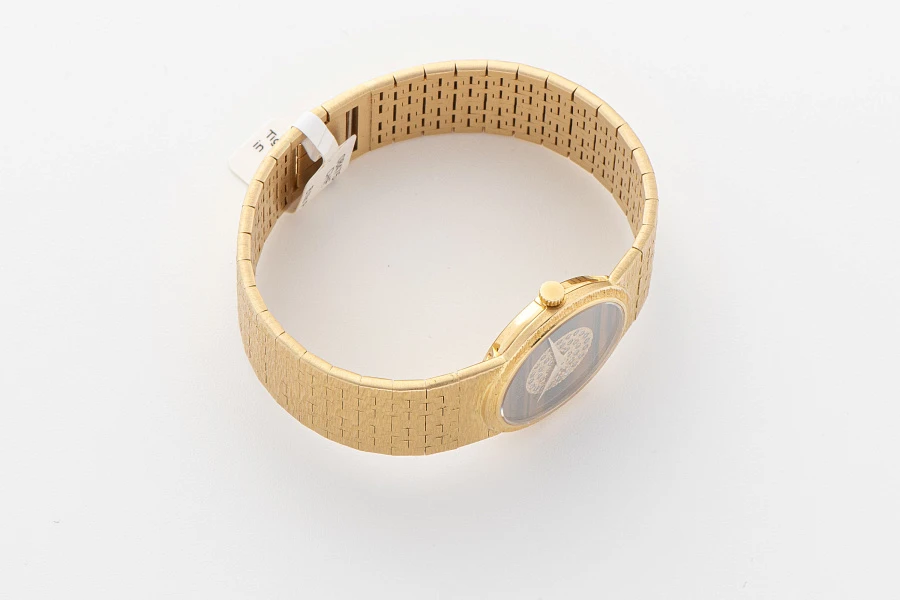 Tiger Eye and Diamond Dial Watch in 18k Yellow Gold 924A6