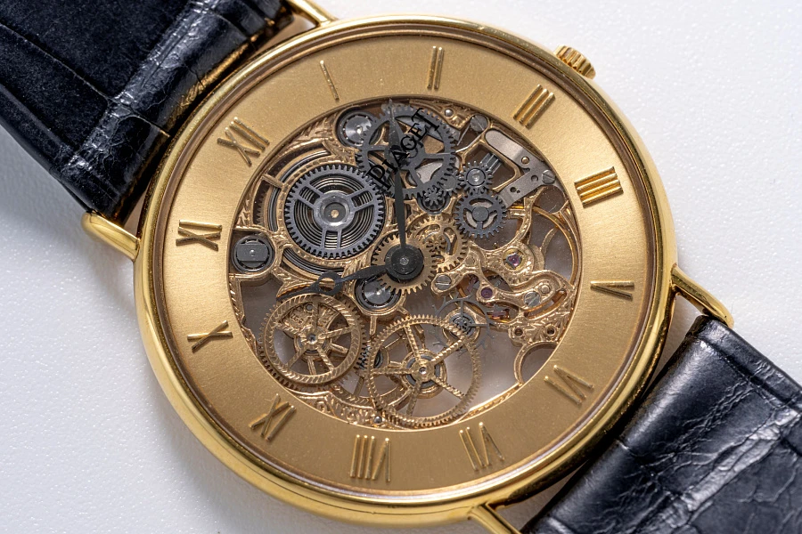 Ultra Thin Skeleton Dress Watch in 18k Yellow Gold