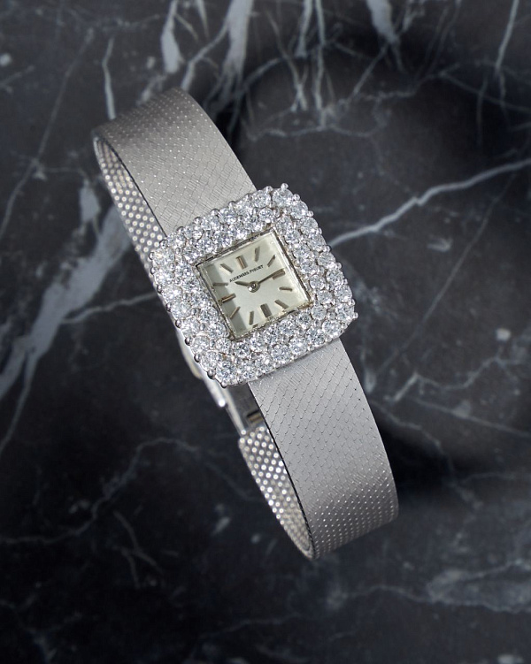 Cocktail Watch Vintage White Gold 20mm Diamond-set