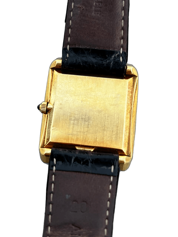 Vintage Rectangle 3633 in 18k Yellow Gold with Onyx Dial