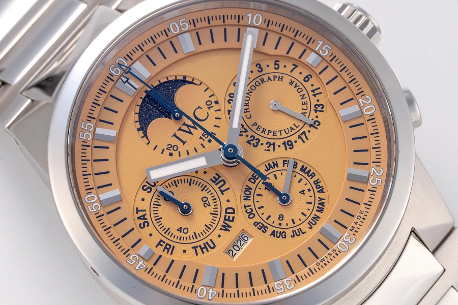 Perpetual Calendar Chronograph with Salmon Dial Ref. IW3756 in Stainless Steel