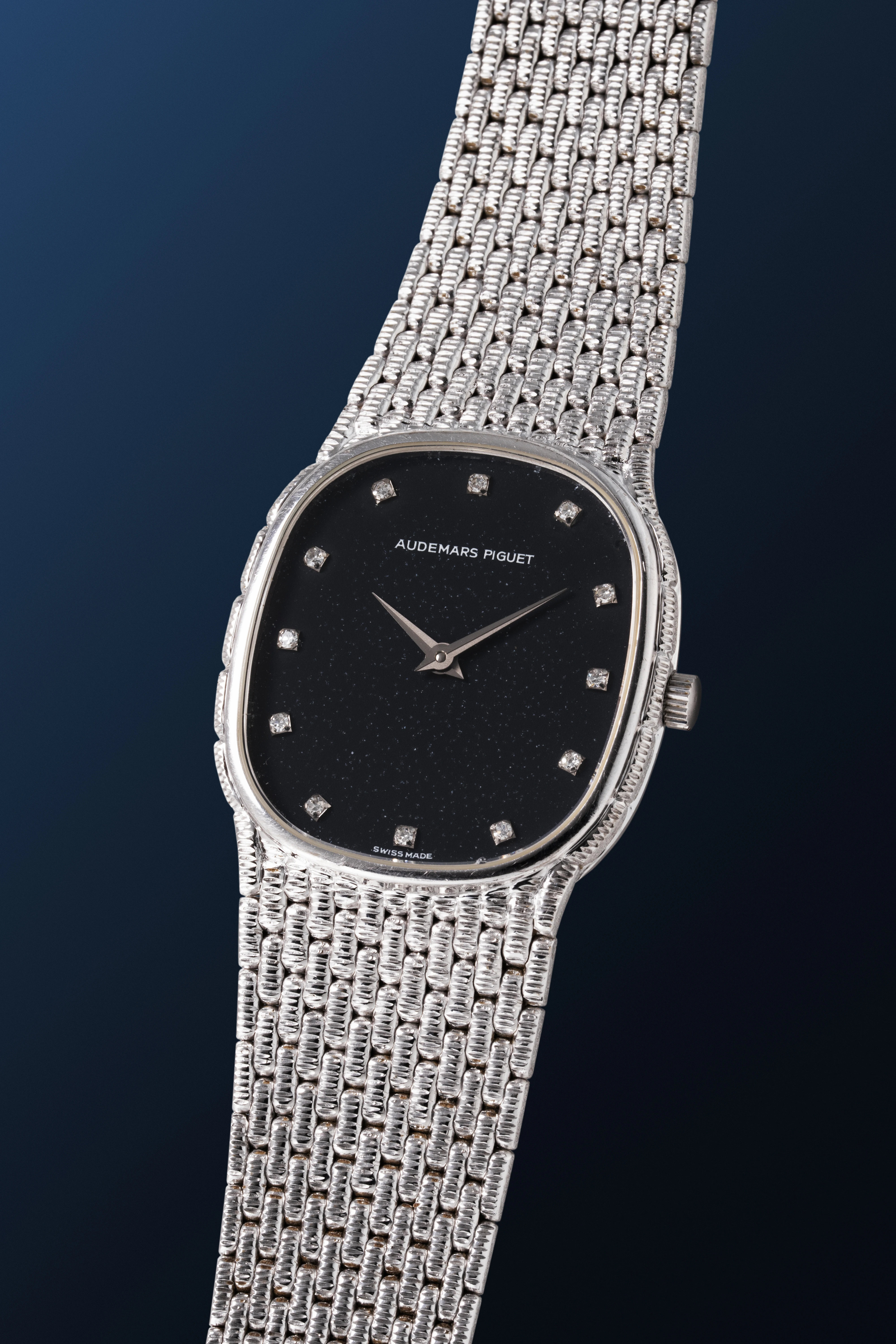 Elliptical Dress Watch in 18k White Gold