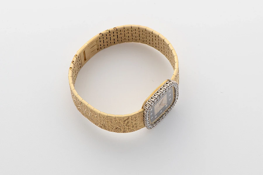 Onyx and Diamond Dial Watch Ref. 9906A in 18k Yellow Gold