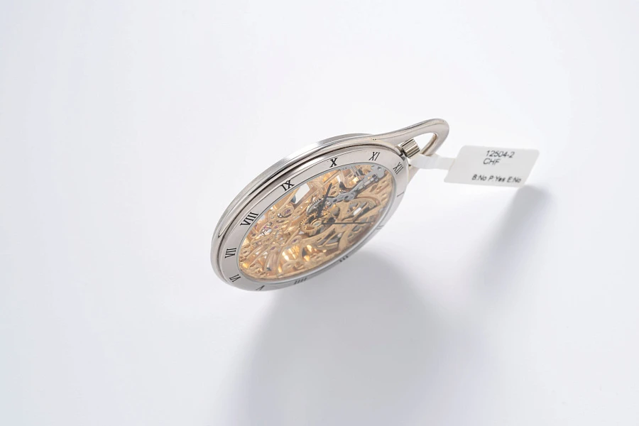 Skeletonized Pocket Watch in 18k White Gold