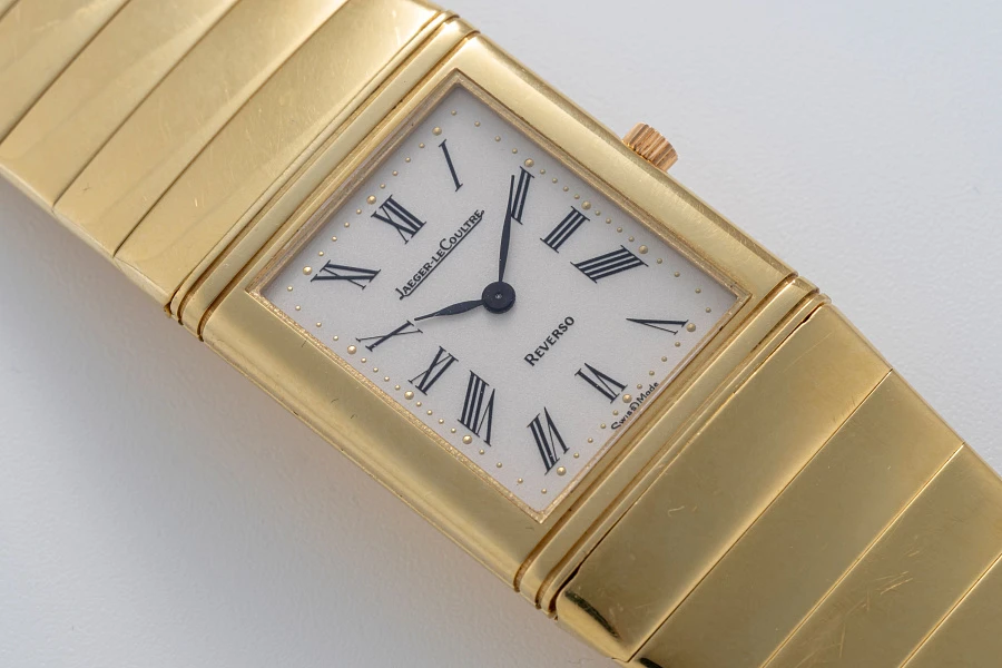 Reverso Quartz in 18k Yellow Gold on Rare Bracelet